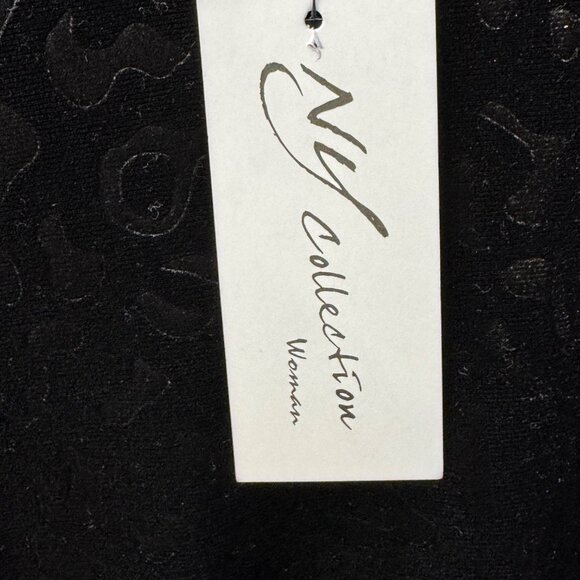 Womens Black Velvet Leopard Print Top With Lace Bell Sleeves By NY Collection 3X - Picture 9 of 11